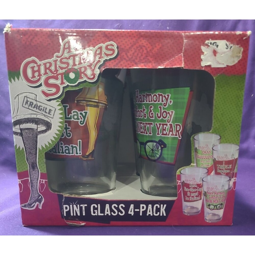 A Christmas Story 4-Pack Pint Glass Set Cups ICUP Holiday Gift